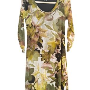 Karen Kane Green Floral Print Long Sleeve Dress